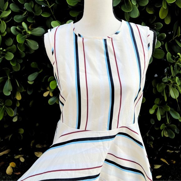 English Factory Dramatic Sleeveless High Low Poplin Striped Shirt M - Picture 2 of 15